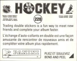 1988-89 Panini Hockey Stickers #228 Ray Sheppard Back