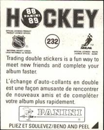1988-89 Panini Hockey Stickers #232 Buffalo Sabres Back