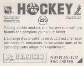 1988-89 Panini Stickers #235 Mike Liut Back