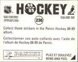 1988-89 Panini Hockey Stickers #236 Dave Babych Back