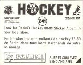 1988-89 Panini Hockey Stickers #241 Ray Ferraro Back