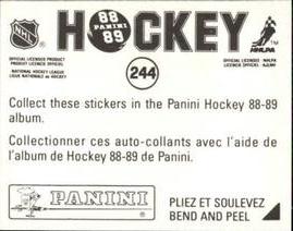 1988-89 Panini Hockey Stickers #244 Dave Tippett Back