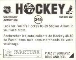 1988-89 Panini Hockey Stickers #245 Sylvain Turgeon Back