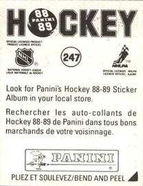 1988-89 Panini Hockey Stickers #247 Hartford Whalers Back