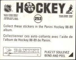1988-89 Panini Hockey Stickers #253 Chris Chelios Back