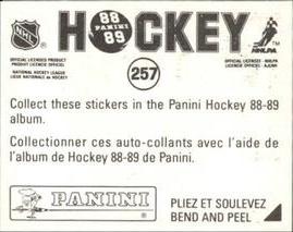 1988-89 Panini Stickers #257 Claude Lemieux Back
