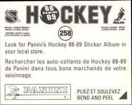 1988-89 Panini Stickers #258 Mike McPhee Back