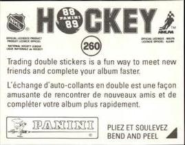 1988-89 Panini Hockey Stickers #260 Stephane Richer Back