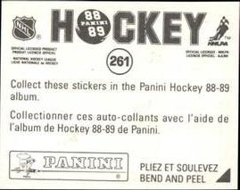 1988-89 Panini Hockey Stickers #261 Bobby Smith Back