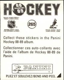 1988-89 Panini Hockey Stickers #265 New Jersey Devils Team Logo Back