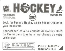 1988-89 Panini Hockey Stickers #267 Sean Burke Back