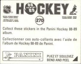 1988-89 Panini Hockey Stickers #270 Craig Wolanin Back