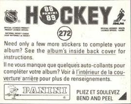 1988-89 Panini Hockey Stickers #272 Doug Brown Back