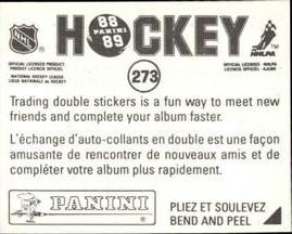 1988-89 Panini Hockey Stickers #273 Claude Loiselle Back