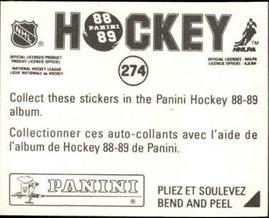 1988-89 Panini Hockey Stickers #274 John MacLean Back