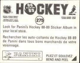 1988-89 Panini Hockey Stickers #275 Kirk Muller Back