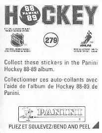 1988-89 Panini Hockey Stickers #279 New Jersey Devils Team Photo Back