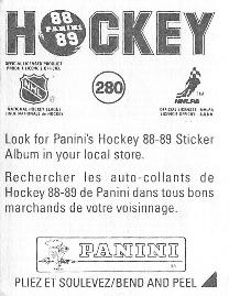 1988-89 Panini Hockey Stickers #280 New Jersey Devils Team Photo Back