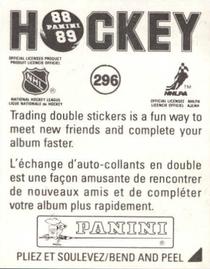 1988-89 Panini Hockey Stickers #296 New York Islanders Team Photo Back