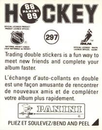 1988-89 Panini Hockey Stickers #297 New York Rangers Team Logo Back