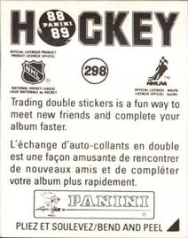 1988-89 Panini Hockey Stickers #298 New York Rangers Uniform Back
