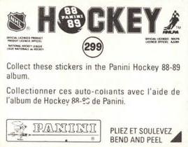 1988-89 Panini Hockey Stickers #299 Bob Froese Back