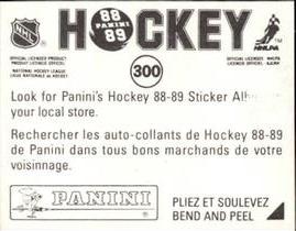 1988-89 Panini Hockey Stickers #300 John Vanbiesbrouck Back