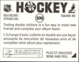 1988-89 Panini Hockey Stickers #306 Jan Erixon Back