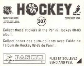1988-89 Panini Hockey Stickers #307 Kelly Kisio Back