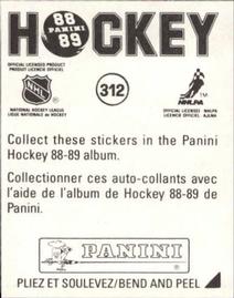 1988-89 Panini Hockey Stickers #312 New York Rangers Team Photo Back