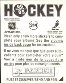 1988-89 Panini Hockey Stickers #314 Philadelphia Flyers Uniform Back
