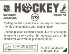 1988-89 Panini Hockey Stickers #315 Ron Hextall Back