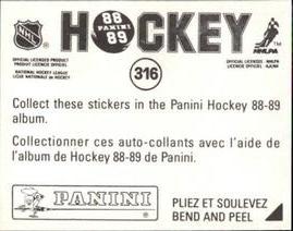 1988-89 Panini Hockey Stickers #316 Mark Howe Back