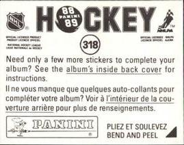 1988-89 Panini Hockey Stickers #318 Kjell Samuelsson Back