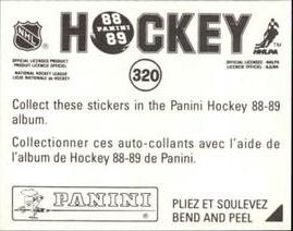 1988-89 Panini Hockey Stickers #320 Murray Craven Back