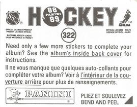 1988-89 Panini Hockey Stickers #322 Scott Mellanby Back