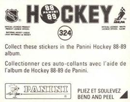 1988-89 Panini Hockey Stickers #324 Brian Propp Back