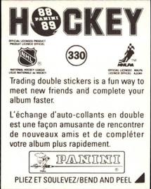 1988-89 Panini Hockey Stickers #330 Pittsburgh Penguins Uniform Back