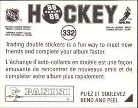 1988-89 Panini Hockey Stickers #332 Doug Bodger Back