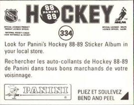 1988-89 Panini Hockey Stickers #334 Jim Johnson Back
