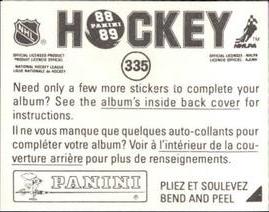 1988-89 Panini Hockey Stickers #335 Ville Siren Back