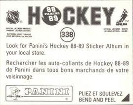 1988-89 Panini Hockey Stickers #338 Dan Frawley Back