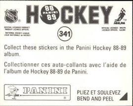 1988-89 Panini Hockey Stickers #341 Troy Loney Back