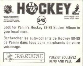 1988-89 Panini Hockey Stickers #342 Dan Quinn Back