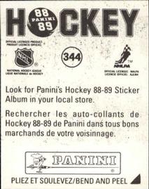 1988-89 Panini Hockey Stickers #344 Pittsburgh Penguins Back