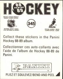 1988-89 Panini Hockey Stickers #345 Quebec Nordiques Team Logo Back