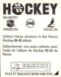 1988-89 Panini Hockey Stickers #346 Quebec Nordiques Uniform Back