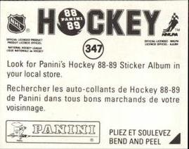 1988-89 Panini Hockey Stickers #347 Mario Gosselin Back