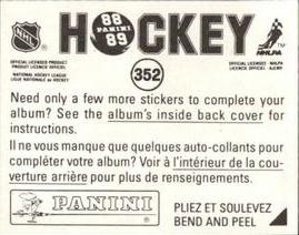 1988-89 Panini Stickers #352 Alain Cote Back