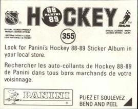 1988-89 Panini Hockey Stickers #355 Michel Goulet Back